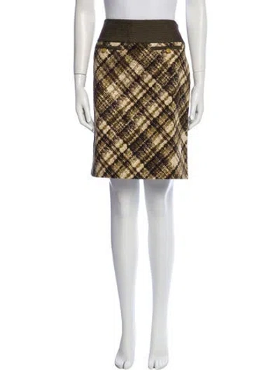 Pre-owned Etcetera Tweed Pattern Knee-length Skirt In Green