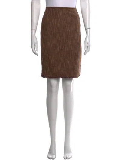 Pre-owned Etcetera Tweed Pattern Mini Skirt In Brown