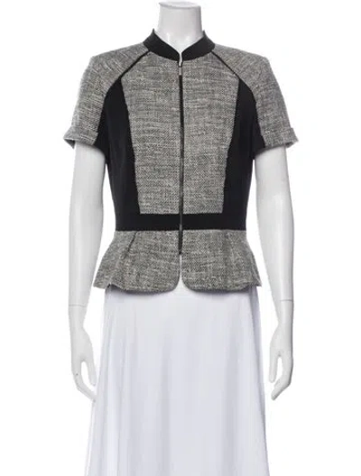 Pre-owned Etcetera Tweed Pattern Short Sleeve Blouse In Gray