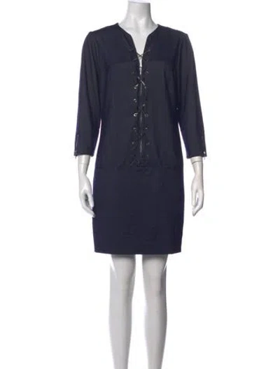 Pre-owned Etcetera V-neck Knee-length Dress In Blue