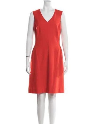 Pre-owned Etcetera V-neck Knee-length Dress In Orange