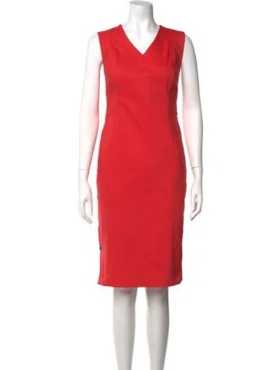 Pre-owned Etcetera V-neck Knee-length Dress In Pink