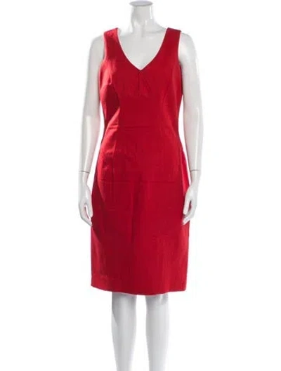 Pre-owned Etcetera V-neck Knee-length Dress In Red