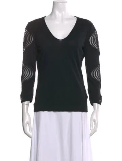 Pre-owned Etcetera V-neck Long Sleeve Top In Black