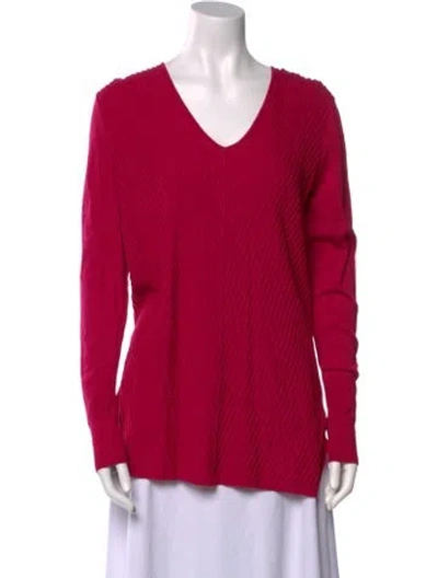 Pre-owned Etcetera V-neck Long Sleeve Top In Pink