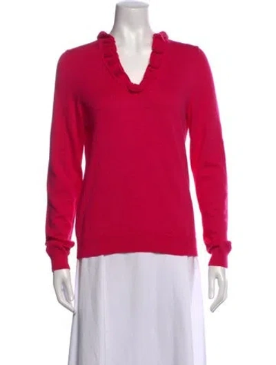 Pre-owned Etcetera V-neck Long Sleeve Top In Pink