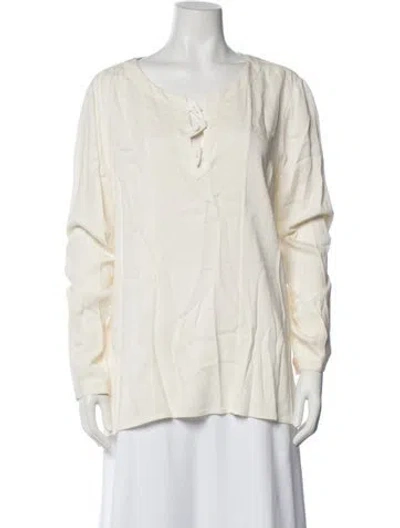 Pre-owned Etcetera V-neck Long Sleeve Tunic In White