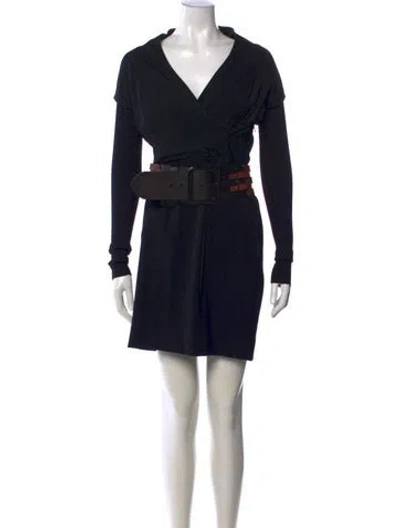 Pre-owned Etcetera V-neck Mini Dress In Black