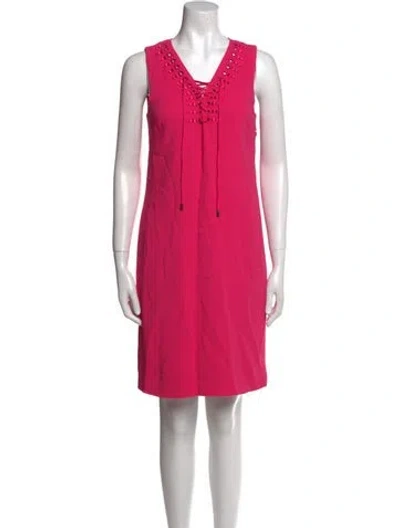 Pre-owned Etcetera V-neck Mini Dress In Pink