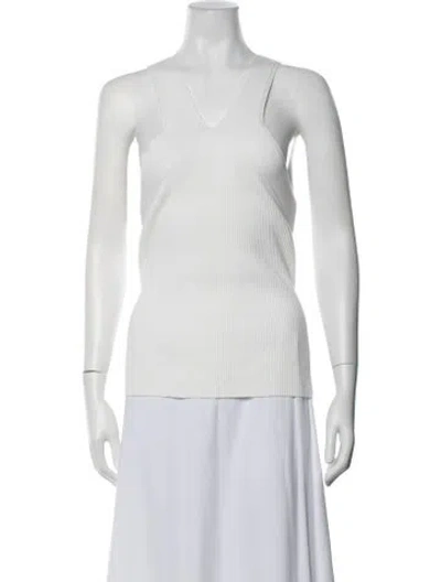 Pre-owned Etcetera V-neck Sleeveless Top In White