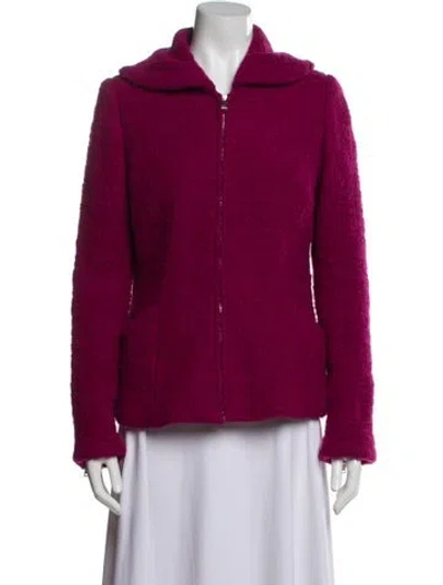 Pre-owned Etcetera Wool Faux Fur Jacket In Pink