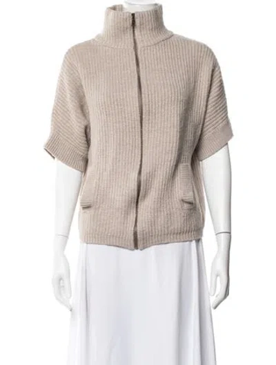 Pre-owned Etcetera Wool Mock Neck Sweater In Neutral