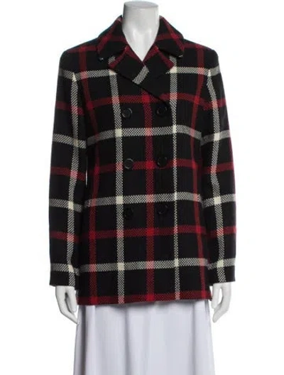 Pre-owned Etcetera Wool Plaid Print Jacket In Black/red
