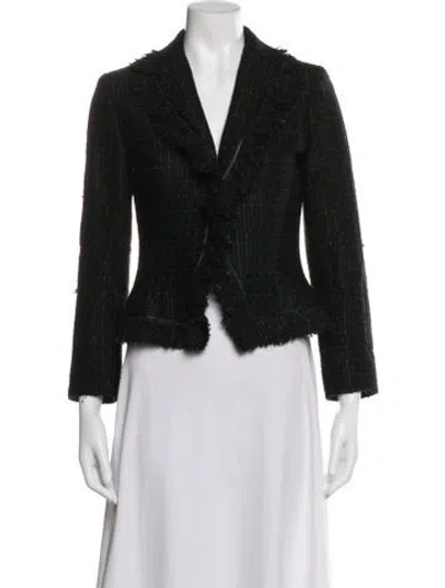 Pre-owned Etcetera Wool Tweed Pattern Blazer In Black