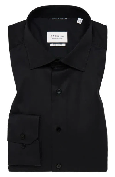 Eterna Cover Modern Fit Non-iron Cotton Dress Shirt In Black
