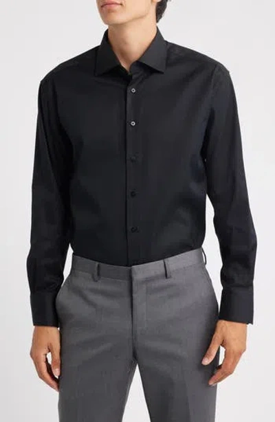 Eterna Cover Modern Fit Non-iron Cotton Cover Shirt In Black
