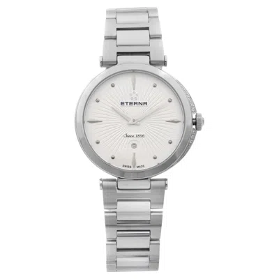 Pre-owned Eterna Grace Steel Diamond Silver Dial Quartz Womens Watch 2560.54.66.1713 In Multi