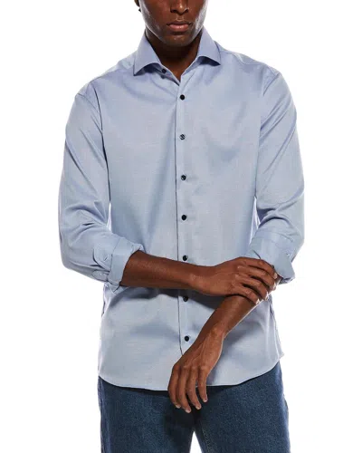 Eterna Italian Structured Dobby Modern Fit Shirt In Blue