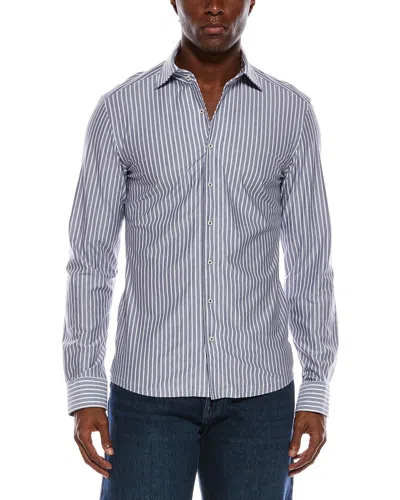 Eterna Japanese Knit Slim Fit Stripe Shirt In Multi