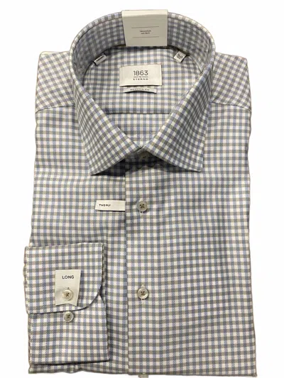 Eterna Men's Checked Twill Shirt In Beige In Gray