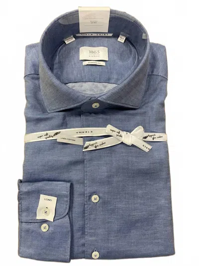 Eterna Men's Uni Twill Shirt In Blue