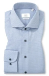 Eterna Modern Fit Dobby Button Front Shirt In Blue