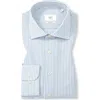 Eterna Modern Fit Merino Wool Stripe Button Front Shirt In Blue