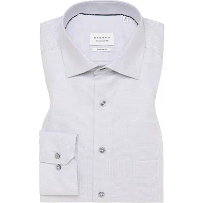 Eterna Modern Fit Structured Twill Dress Shirt In Silver