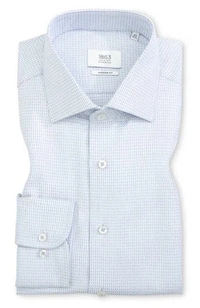 Eterna Modern Fit Twill Button Front Shirt In Blue