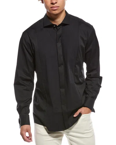 Eterna Pleated Formal Shirt In Black