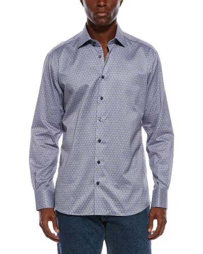 Eterna Printed Twill Modern Fit Shirt In Purple