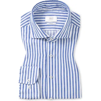 Eterna Slim Fit Cotton & Linen Button-up Shirt In Blue