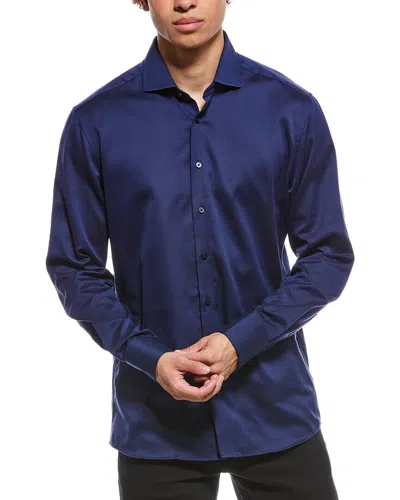 Eterna Slim Fit Dobby Shirt In Blue