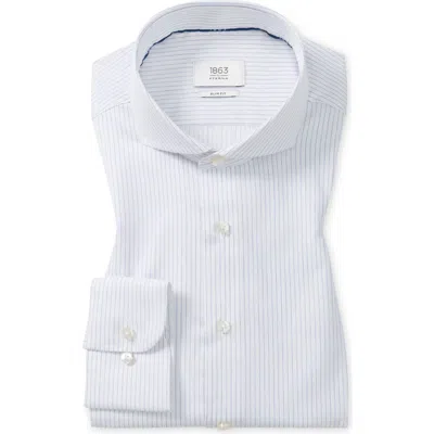 Eterna Slim Fit Stripe Cotton Twill Dress Shirt In Blue