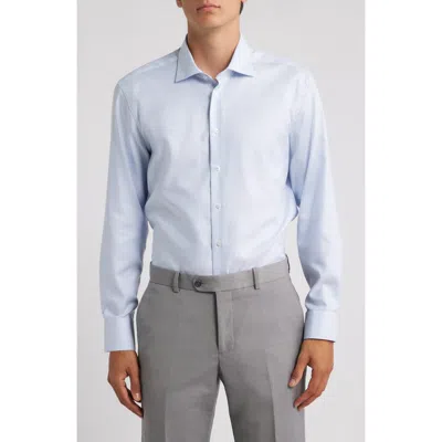 Eterna Slim Fit Structured Cotton Twill Dress Shirt In Blue
