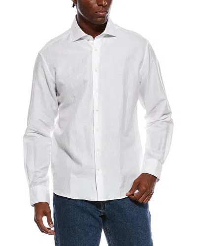 Eterna Soft Linen-blend Modern Fit Cutaway Collar Shirt In White