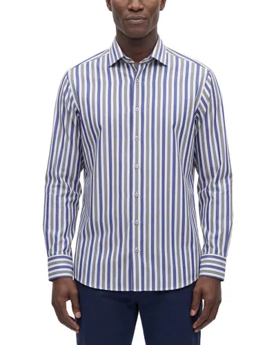 Eterna Striped Twill Shirt In Blue