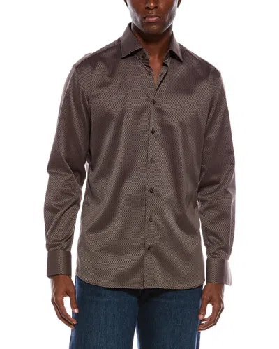 Eterna Structured Modern Fit Kettlance Shirt In Brown