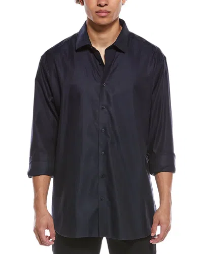 Eterna Twill Kent Shirt In Blue