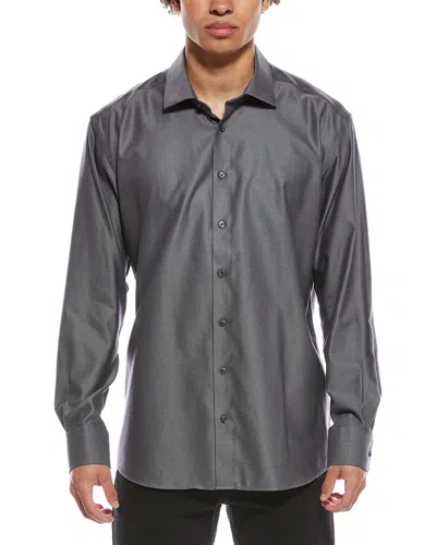 Eterna Twill Kent Shirt In Gray