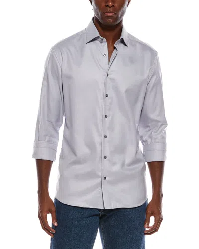 Eterna Twill Kent Shirt In Gray