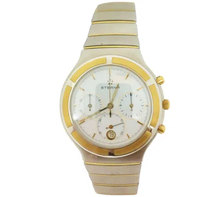 Pre-owned Eterna Yellow Gold Stainless Steel Airforce Chronometer Quartz Wristwatch