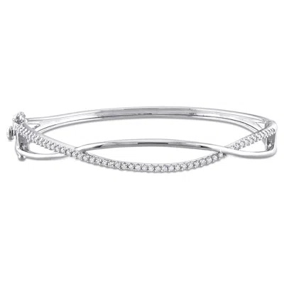 Eternally Yours 1/2ct Dew Created Moissanite Criss-cross Bangle In Sterling Silver In White