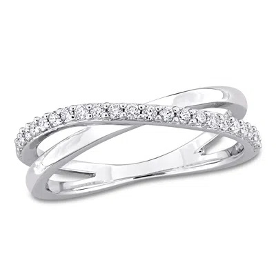 Eternally Yours 1/4ct Dew Created Moissanite Criss-cross Ring Sterling Silver