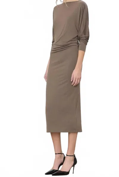 Éterne Aspen Midi Dress In Mushroom In Brown