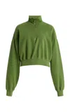 Éterne Cotton Cropped Half-zip Sweatshirt In Green