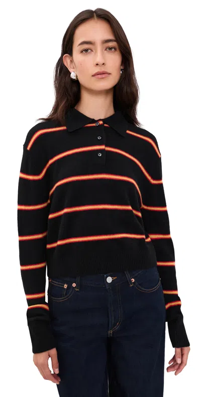 Éterne Barrett Cashmere Polo Sweater Black Stripe
