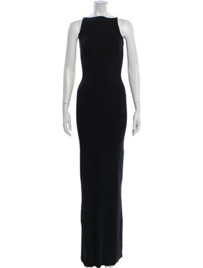 Pre-owned Éterne Bateau Neckline Long Dress In Black