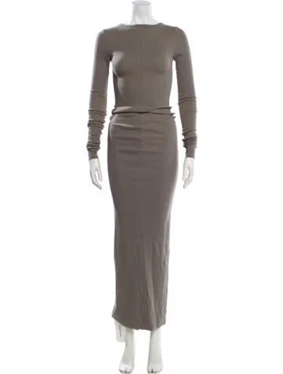 Pre-owned Éterne Bateau Neckline Long Dress In Gray