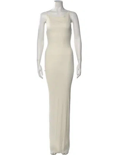 Pre-owned Éterne Bateau Neckline Long Dress In Neutral